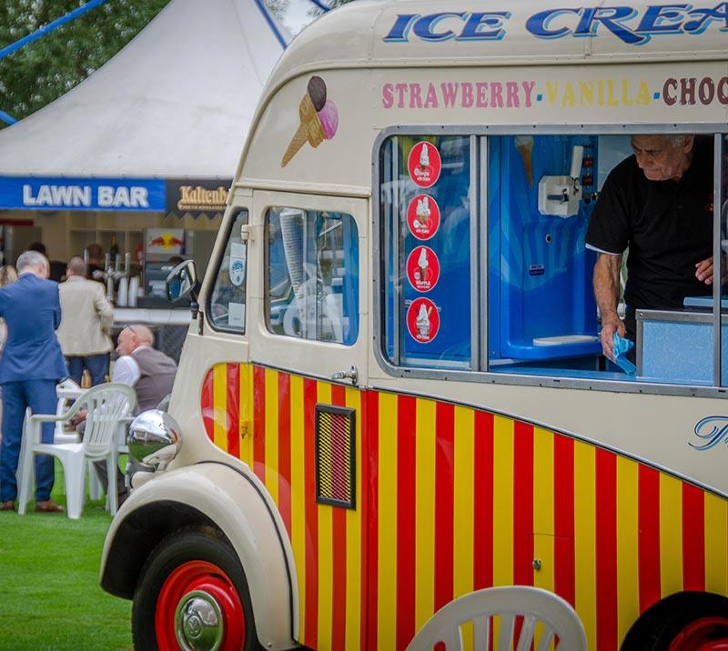 An ice-cream van at Royal Windsor Racecourse family fun day