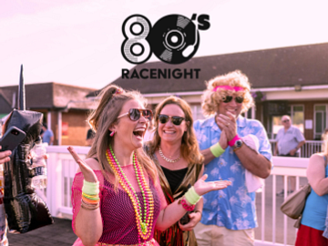Racegoers in '80s dress
