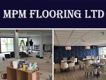 NPM Flooring logo with examples of floors