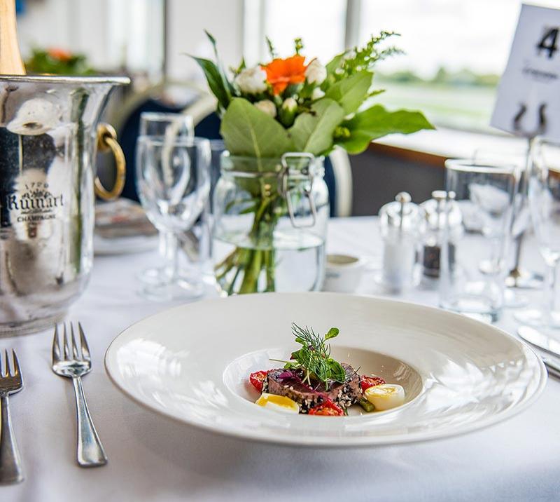 Contemporary food served in a sparkling clean white bowl
